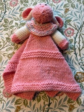 Pink Knit Lamb Lovey Plush Security Blanket for Kids
